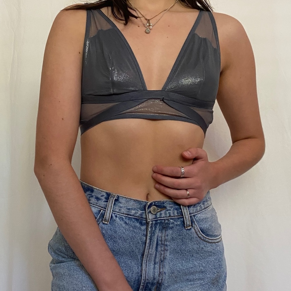 Victoria Secret silver glitter bra top